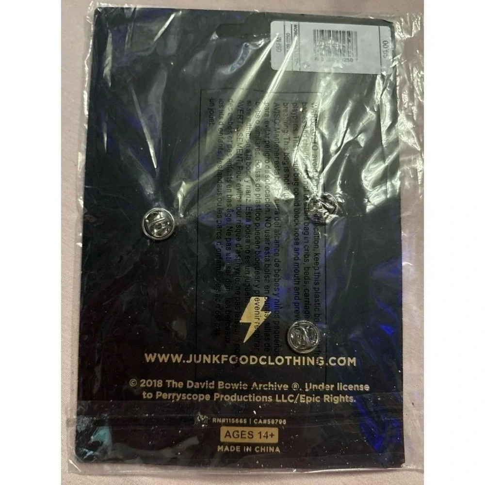 NEW Rock by Junk Food 3pc David Bowie Enamel Pin Set